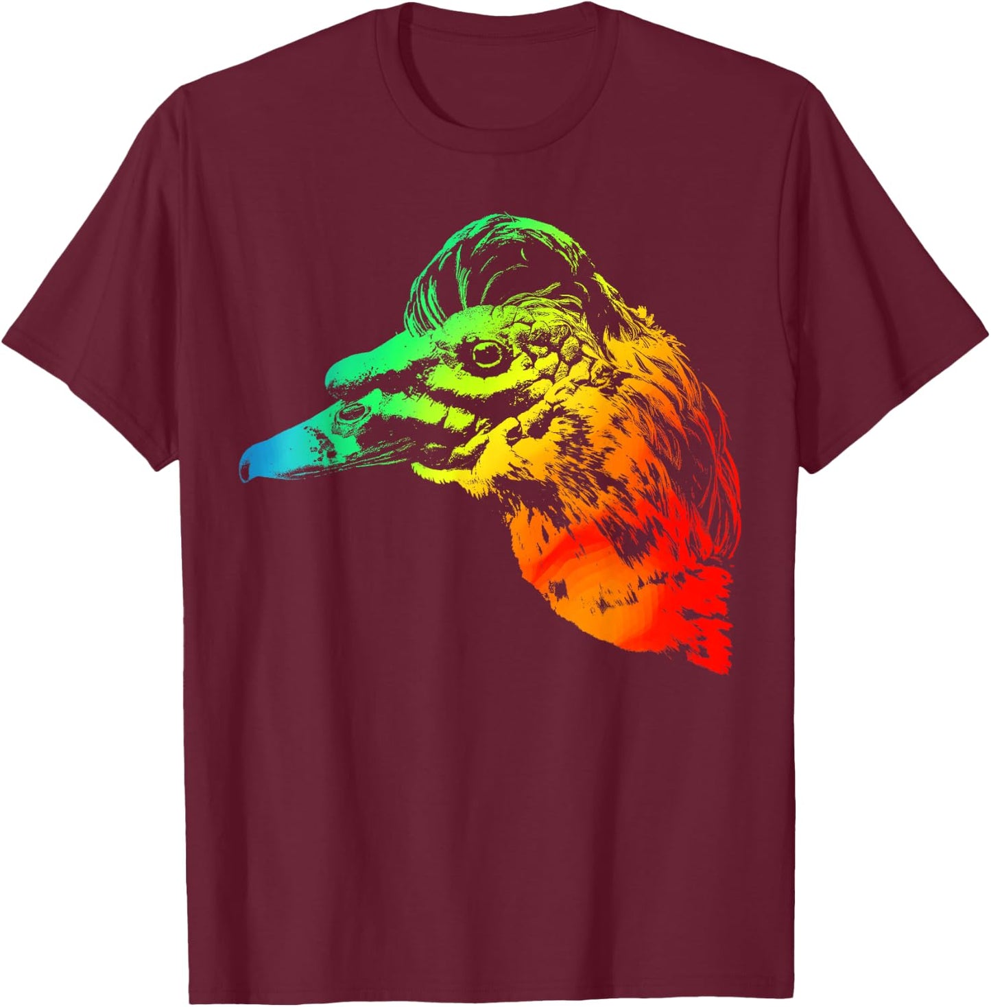 MUSCOVY DUCK Colorful Rainbow Retro T-Shirt - T-Shirt | Maroon