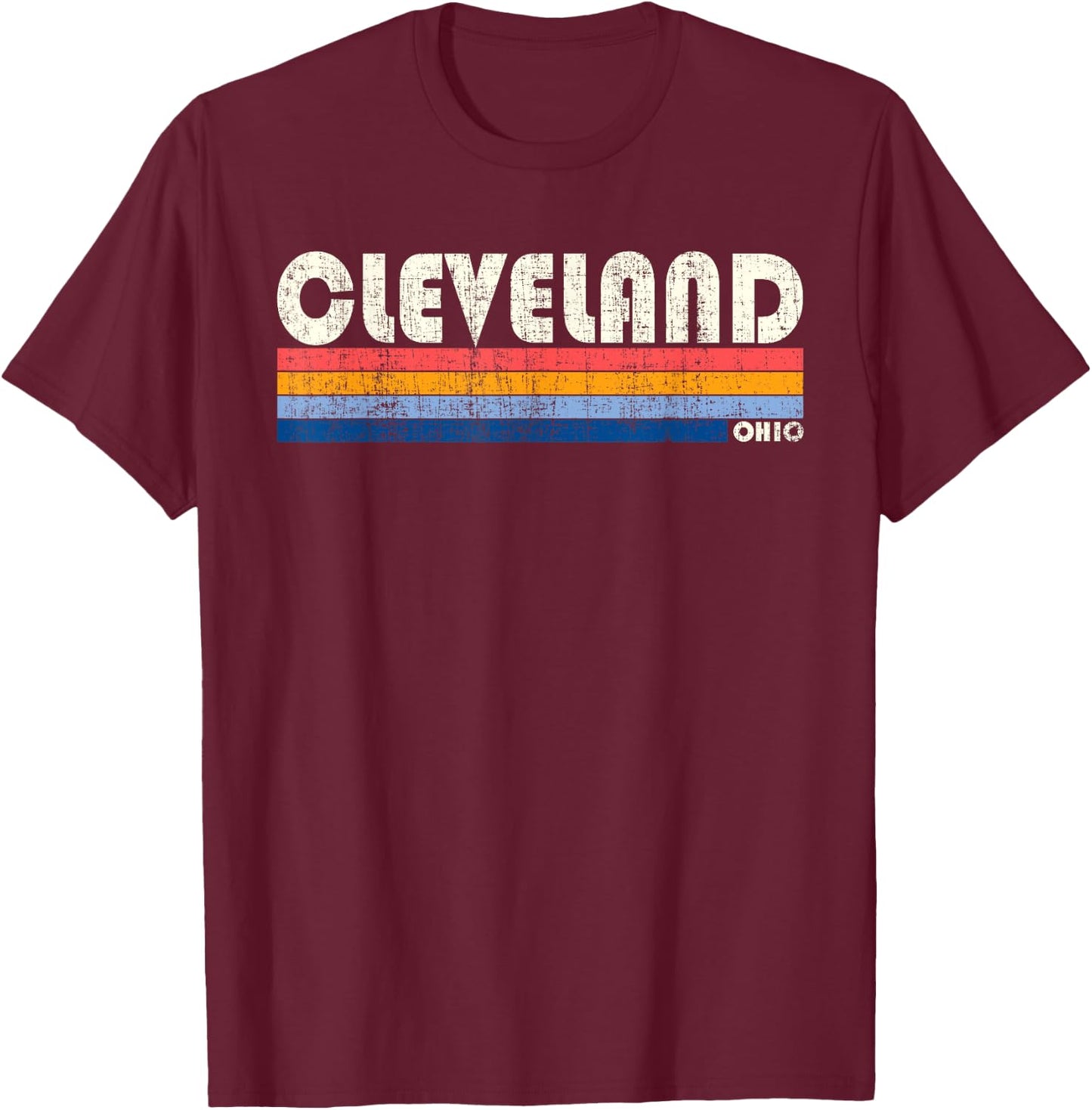 Vintage 70s 80s Style Cleveland, OH T-Shirt - T-Shirt | Maroon