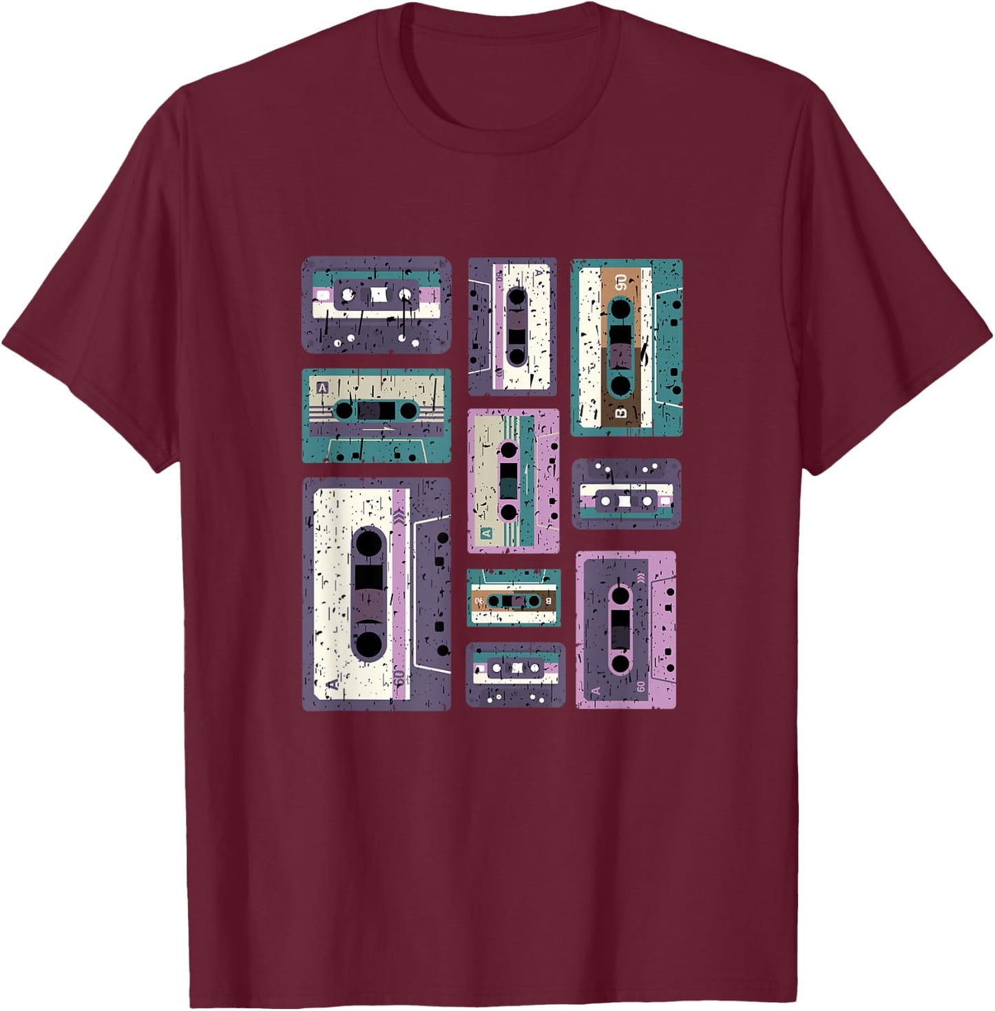 Vintage Cassette Tape Shirt Old School 80s 90s Retro Styled T-Shirt - T-Shirt | Maroon