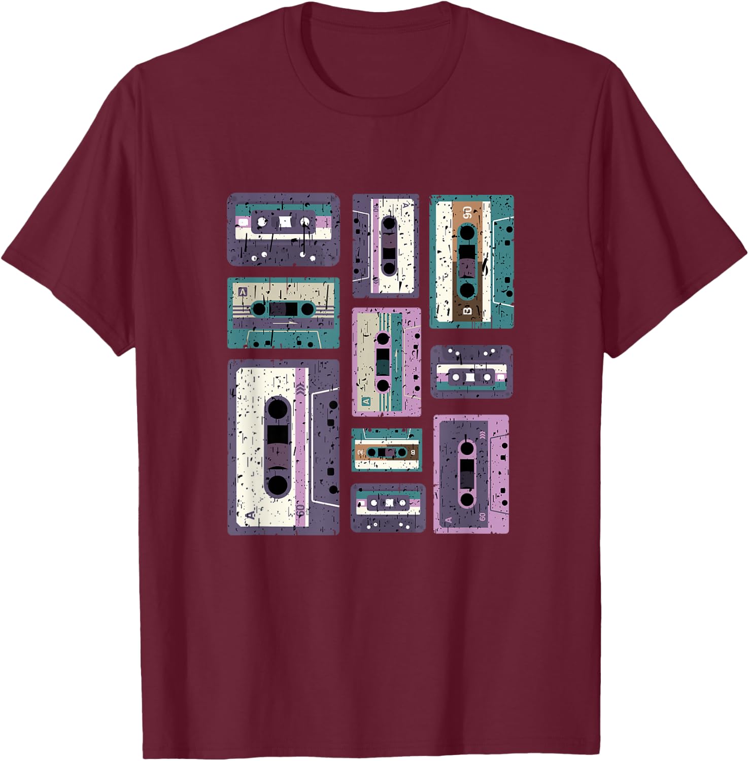 Vintage Cassette Tape Shirt Old School 80s 90s Retro Styled T-Shirt - T-Shirt | Maroon