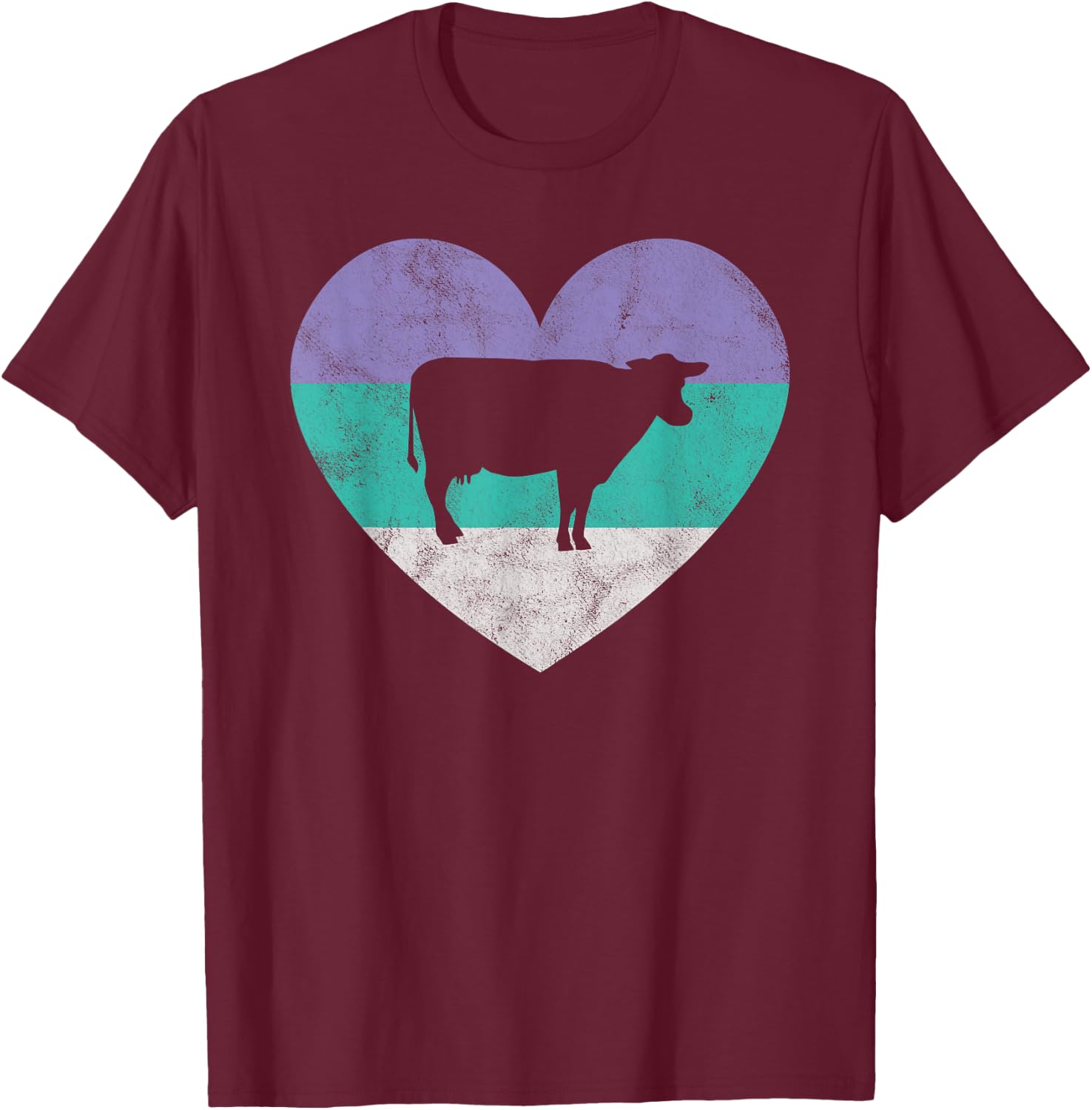 Dairy Cow Gift Shirt & Girls Retro Cute T-Shirt - T-Shirt | Maroon