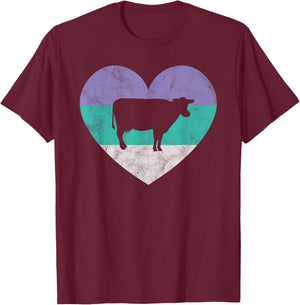 Dairy Cow Gift Shirt & Girls Retro Cute T-Shirt - T-Shirt | Maroon