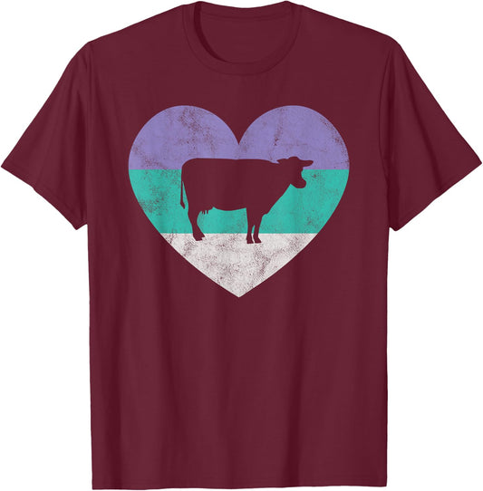 Dairy Cow Gift Shirt & Girls Retro Cute T-Shirt - T-Shirt | Maroon