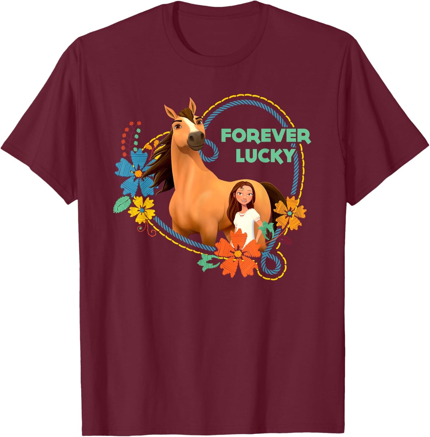 Spirit Riding Free Forever Happy T-Shirt - T-Shirt | Maroon