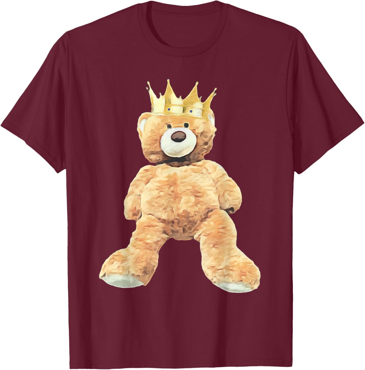 King Crown Teddy Bear T-Shirt - T-Shirt | Maroon