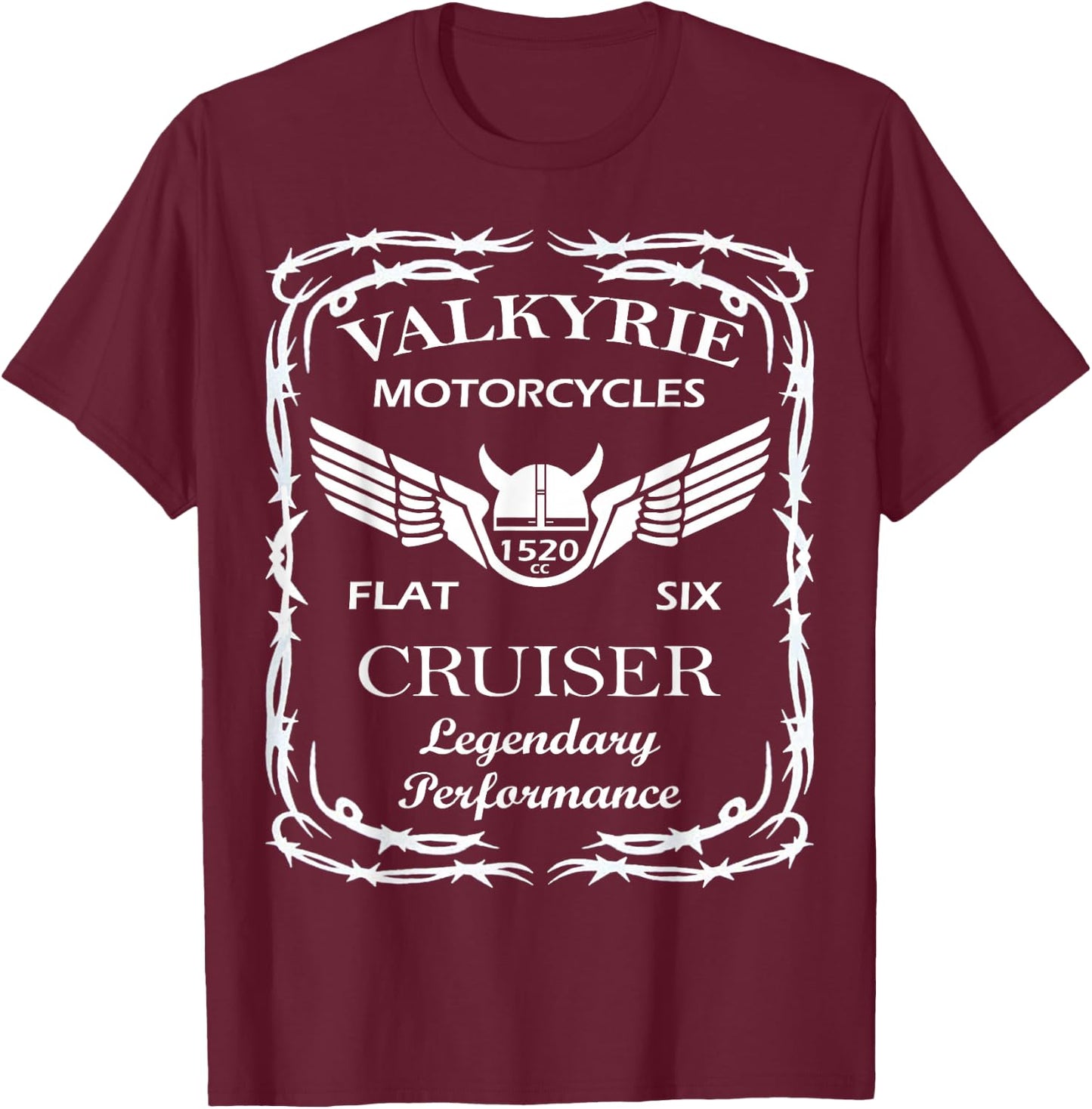 Valkyrie Motorcycle Biker Cruiser Flat Six T-Shirt - T-Shirt | Maroon