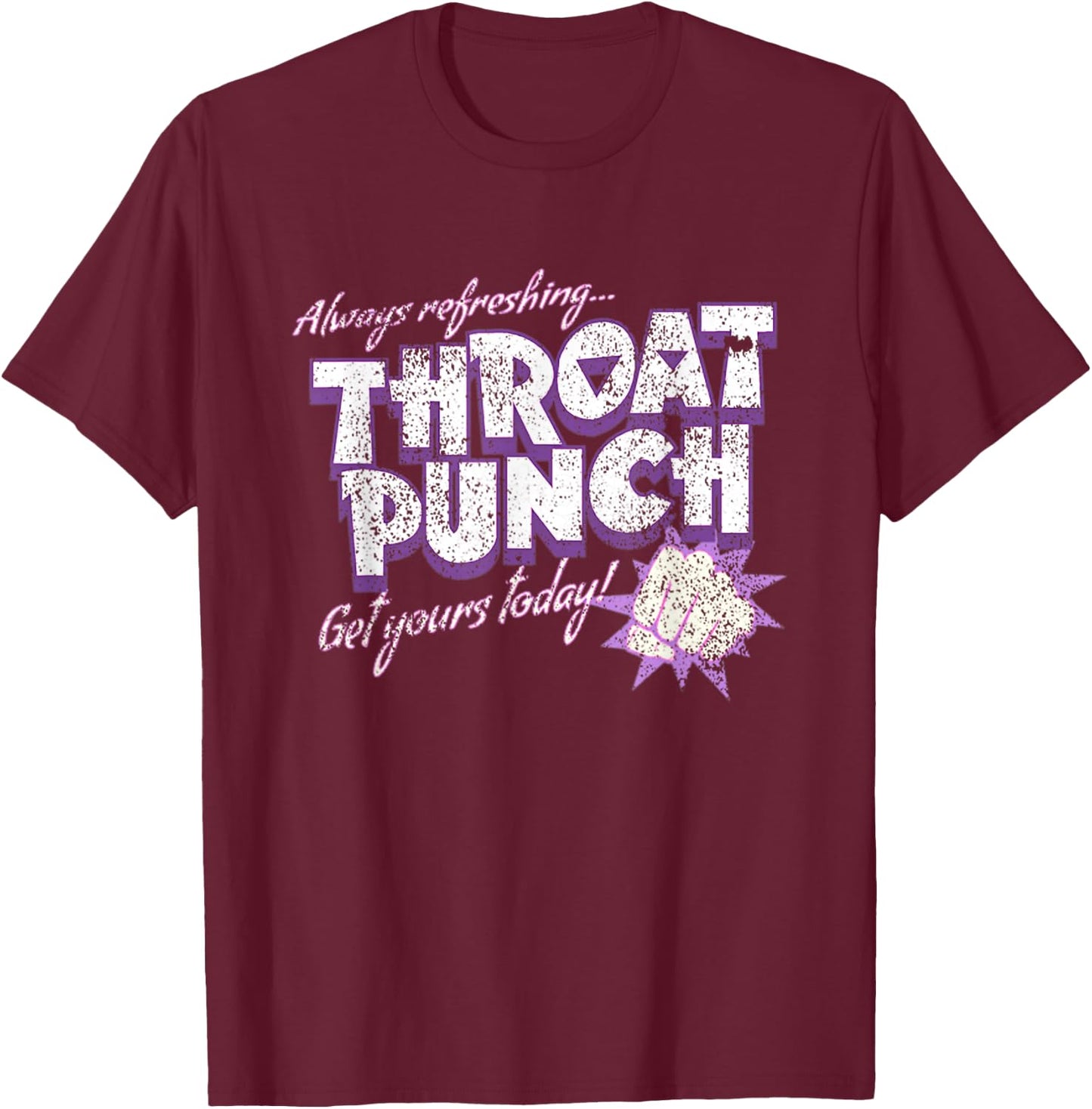 Distressed Refreshing Throat Punch Purple T-Shirt - T-Shirt | Maroon