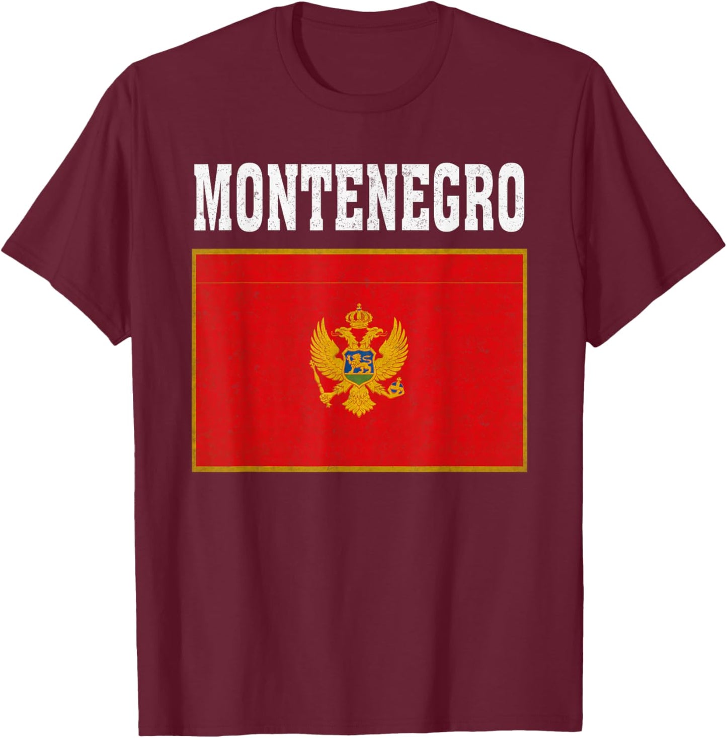 Montenegro Flag Patriotic National Roots Souvenir T-Shirt - T-Shirt | Maroon