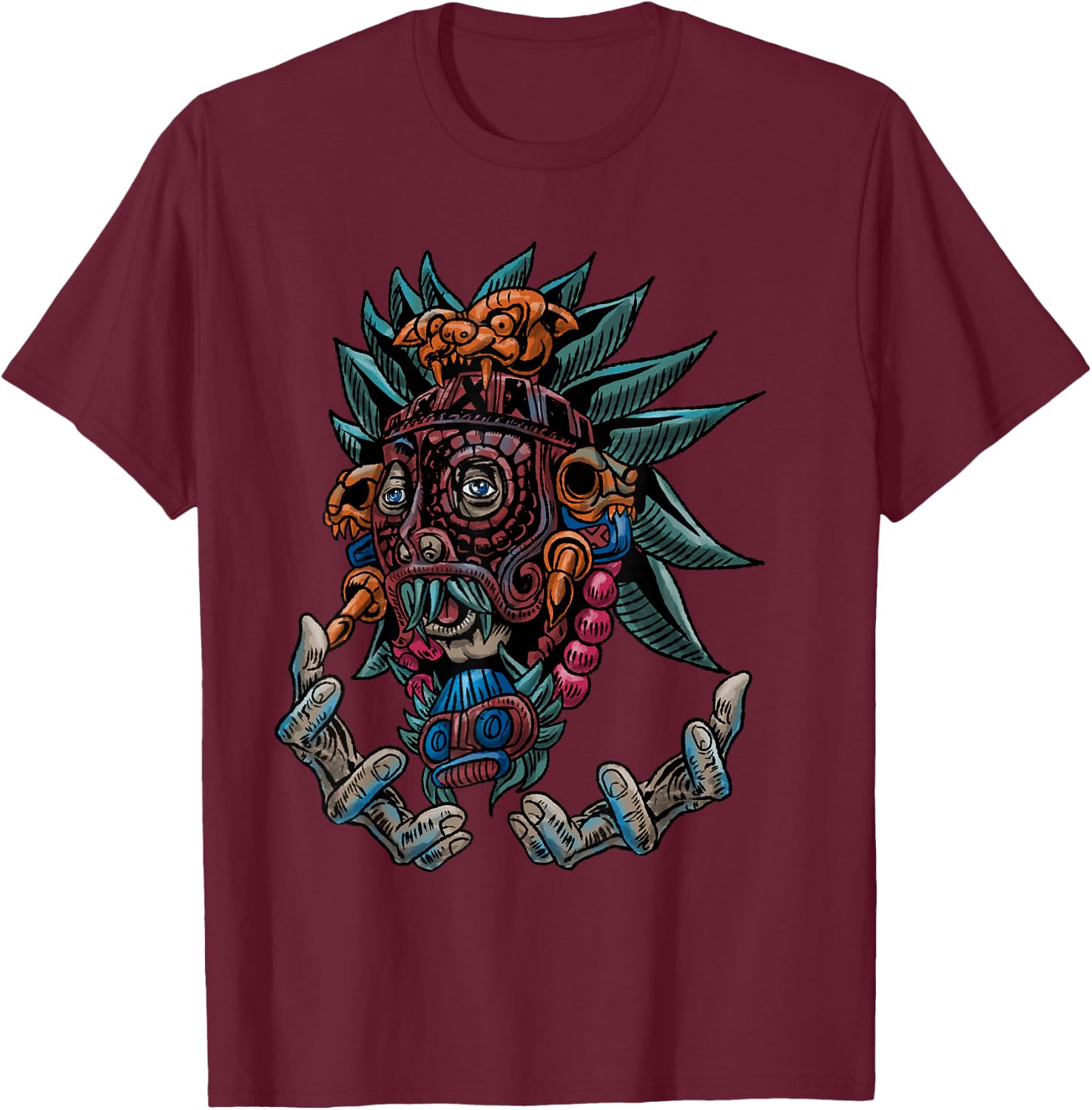 Aztec Warrior Cool Shaman Guardian Inca Maya Gift T-Shirt - T-Shirt | Maroon