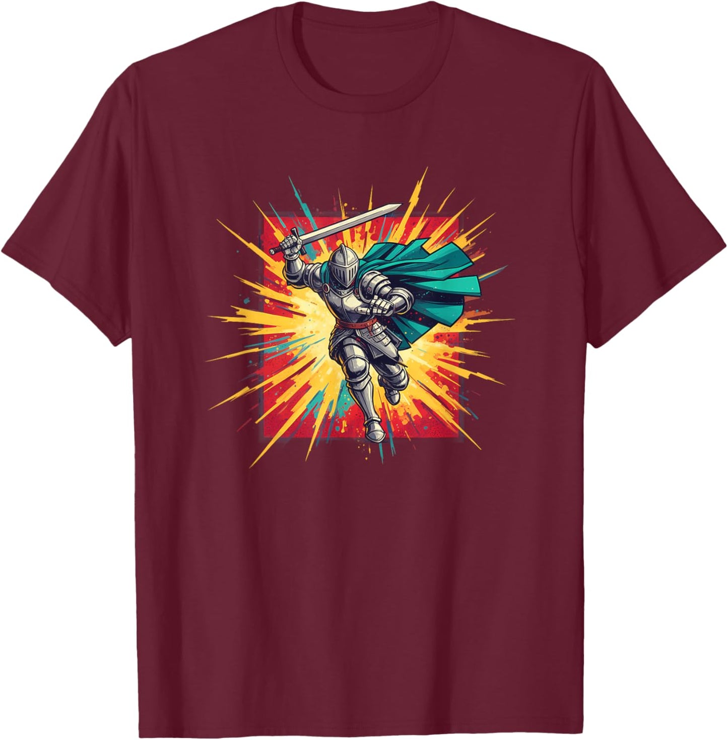 Retro Medieval Knight Armor Halloween T-Shirt - T-Shirt | Maroon