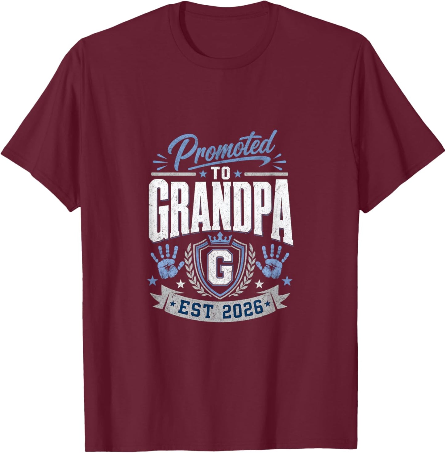 Promoted Grandpa Est 2026 First Time Grandparent T-Shirt - T-Shirt | Maroon