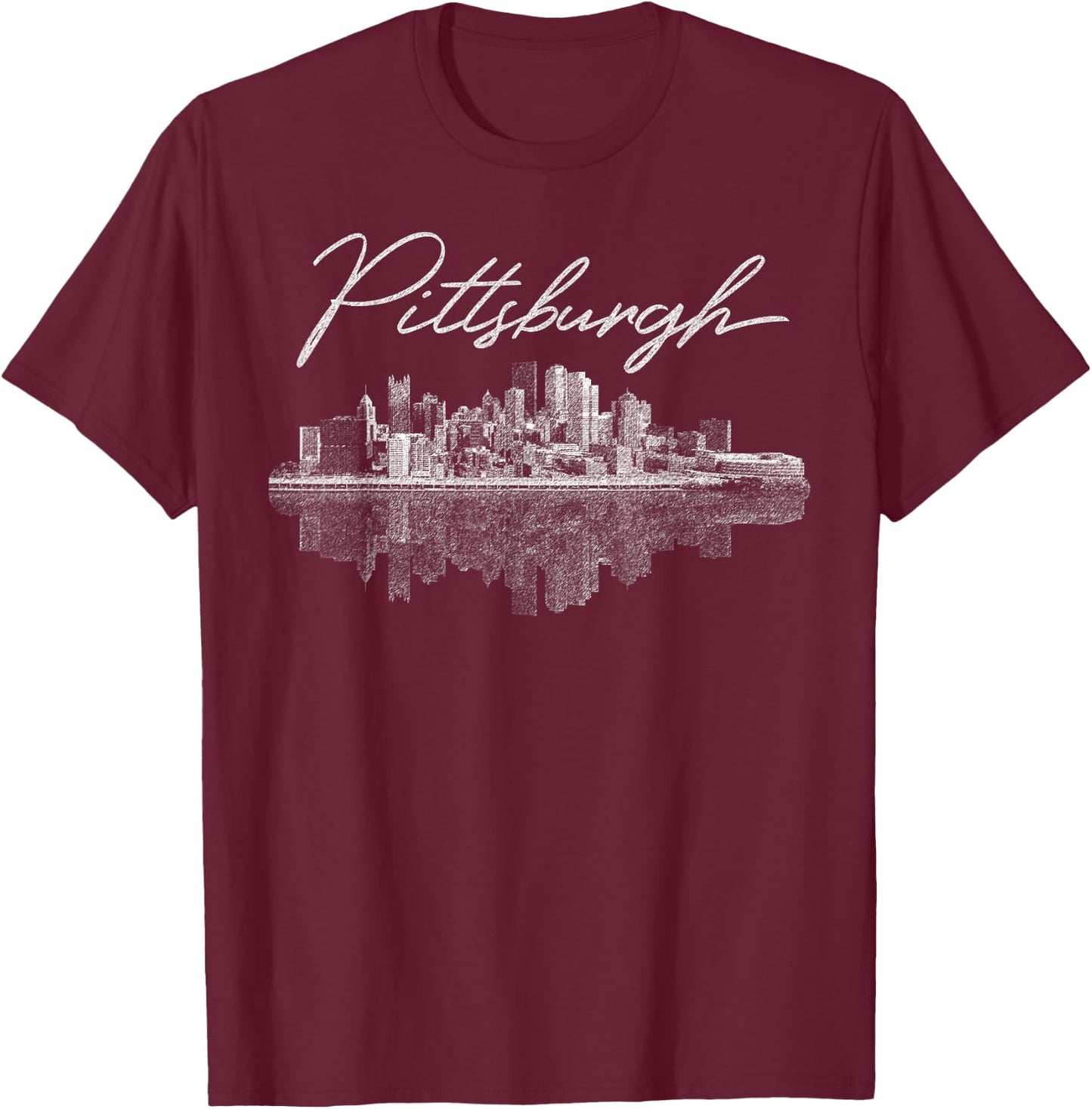 Pittsburgh Skyline Shirt , Men, Girls & Boys T-Shirt - T-Shirt | Maroon