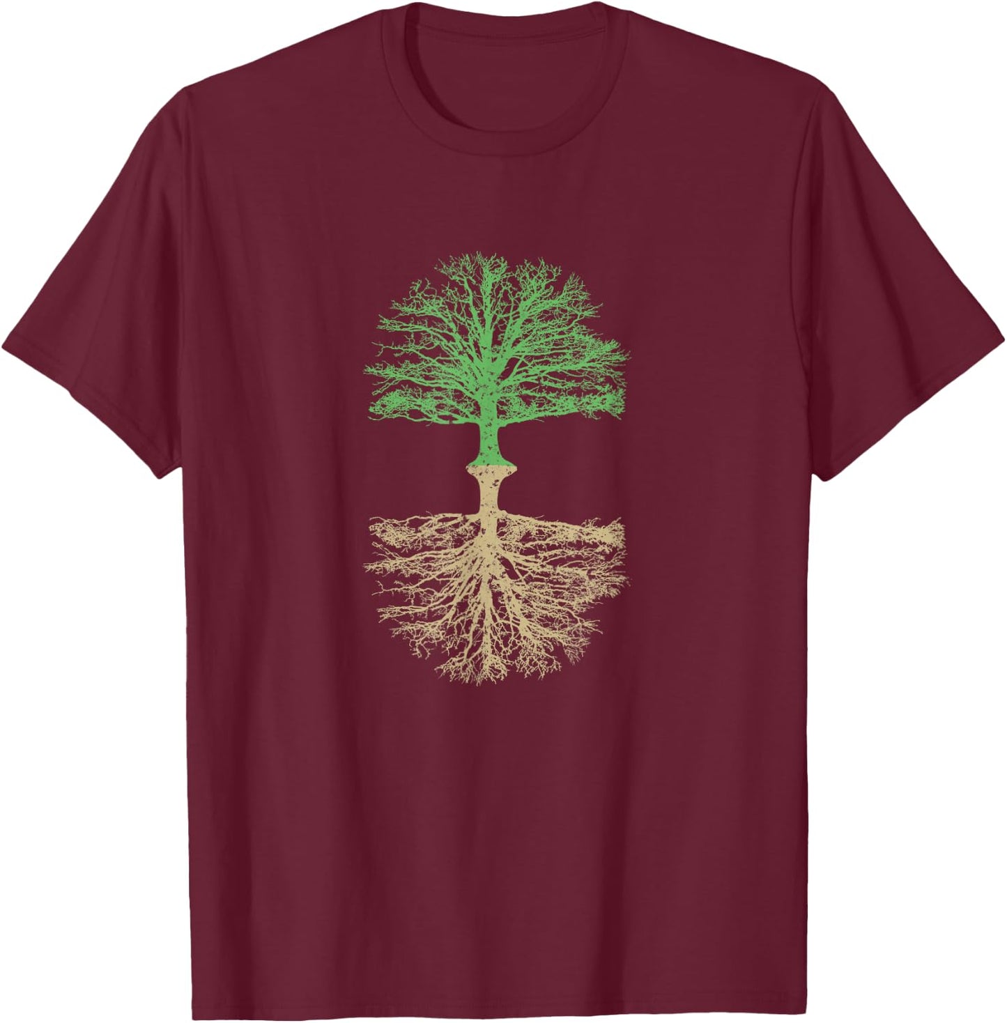 Trees and Roots Outdoor Camping Reflection Nature T-Shirt - T-Shirt | Maroon