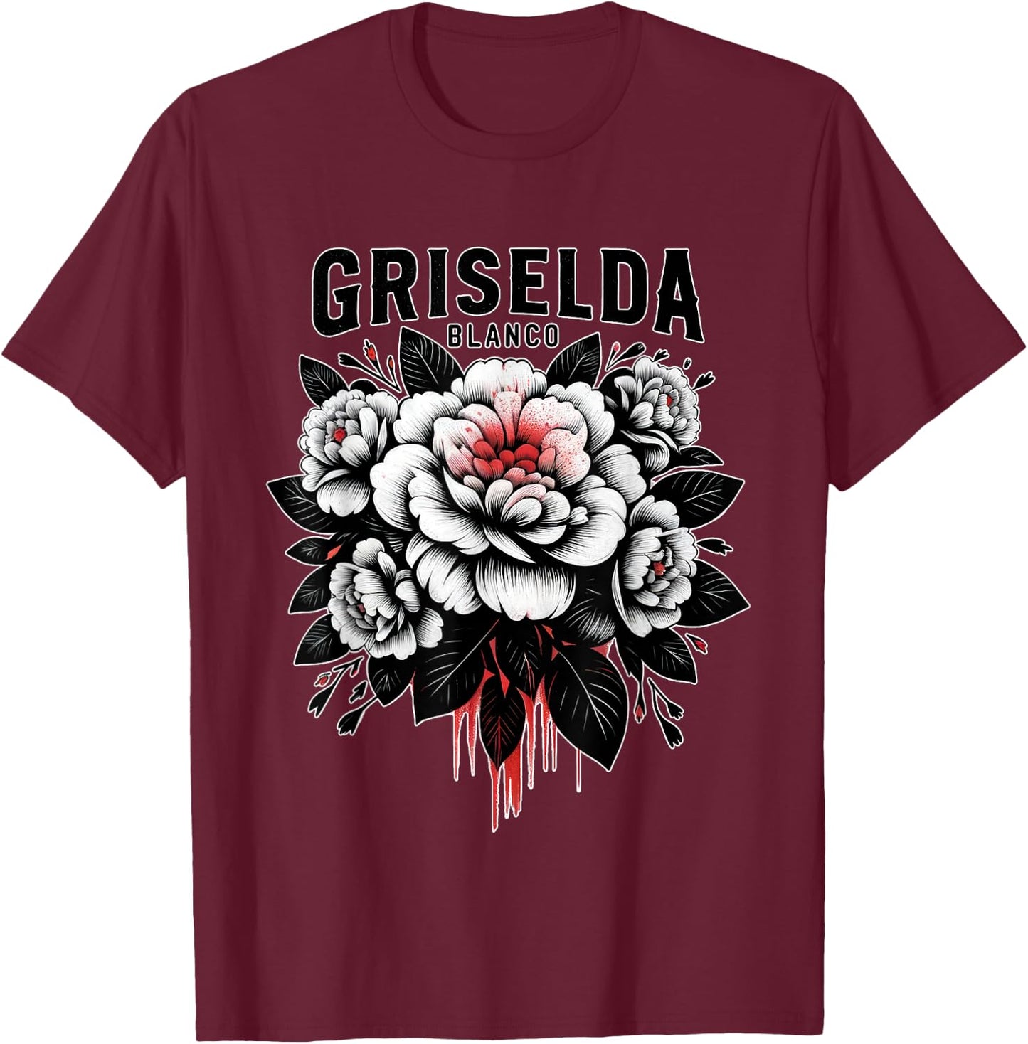 Griselda Blanco Floral Art T-Shirt - T-Shirt | Maroon
