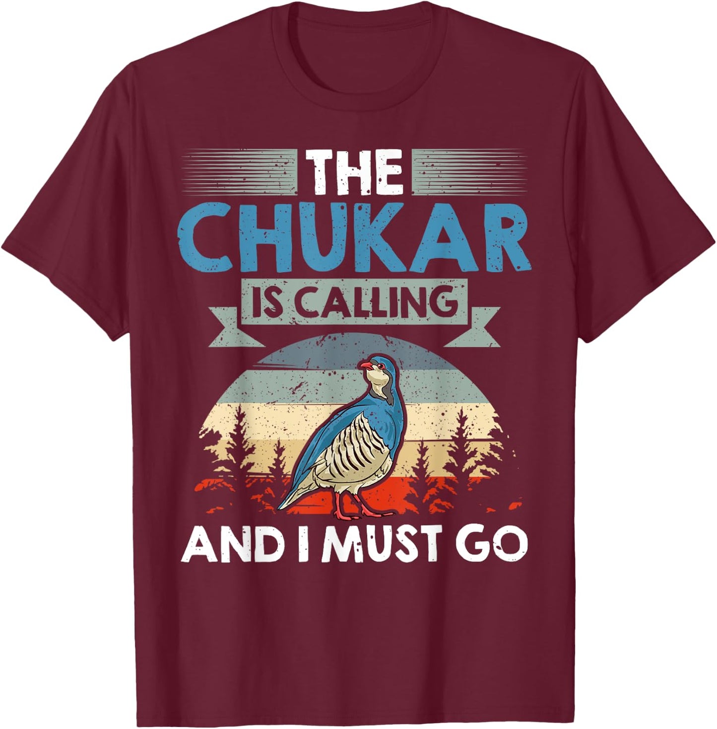 Chukar Hunting Flying Bird Animals Hunt T-Shirt - T-Shirt | Maroon