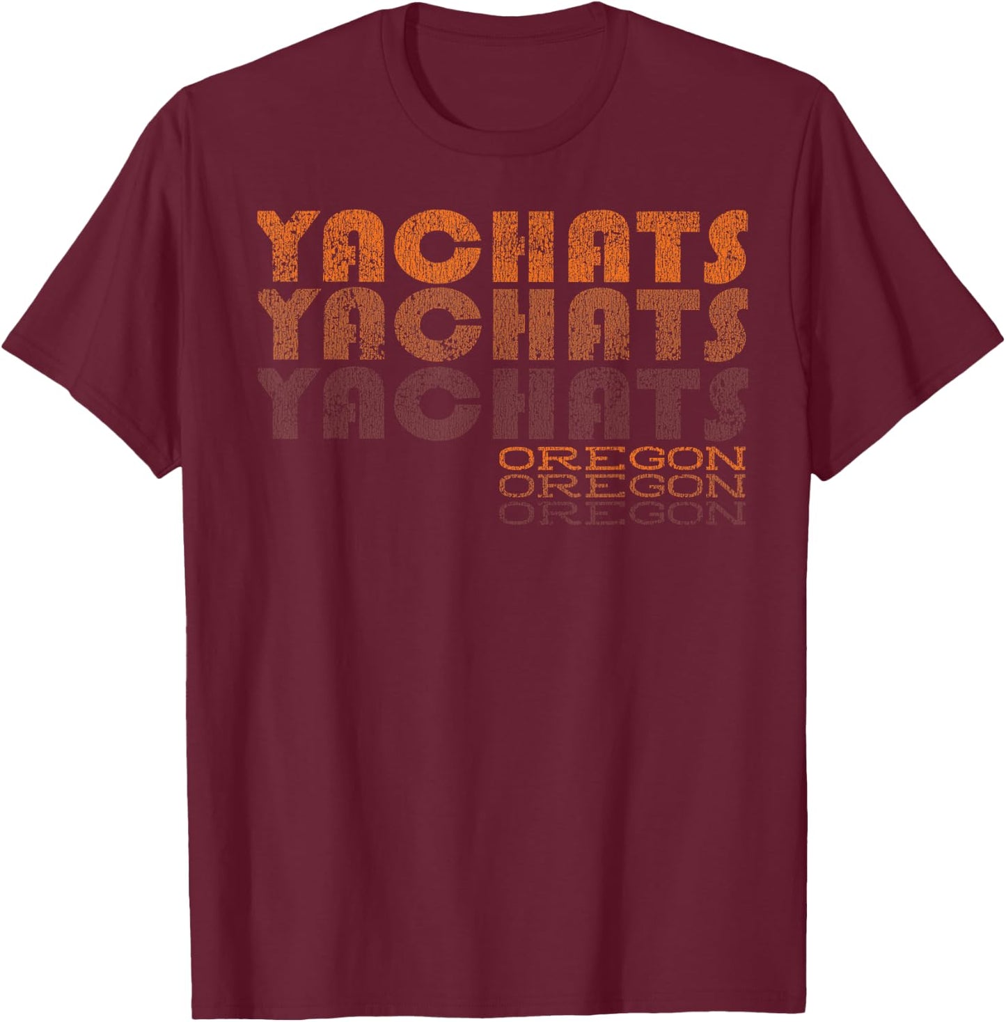 Retro Yachats Oregon T-Shirt - T-Shirt | Maroon