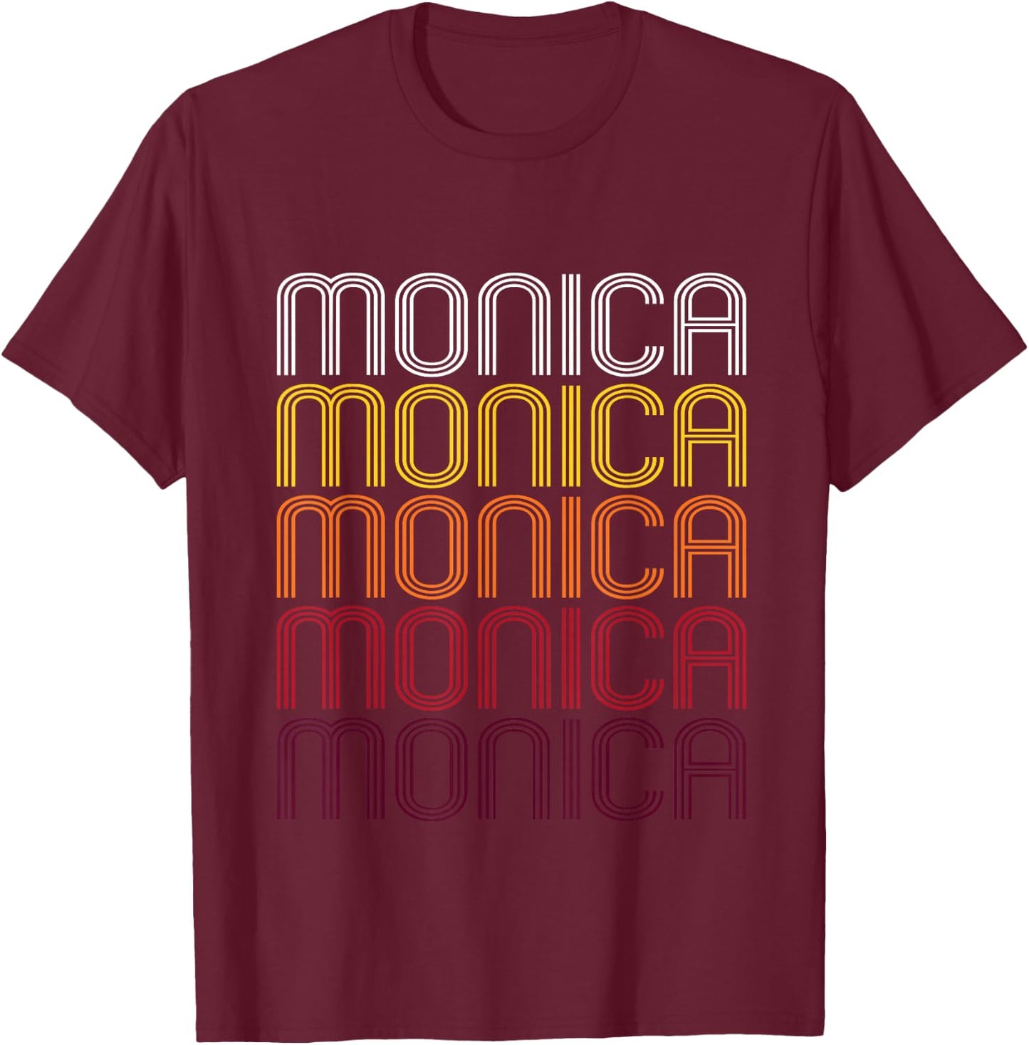 Monica Retro Wordmark Pattern - Vintage Style T-Shirt - T-Shirt | Maroon