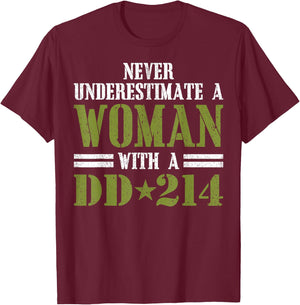 Women with DD-214 Female Veterans Day Gift Shirt T-Shirt - T-Shirt | Maroon