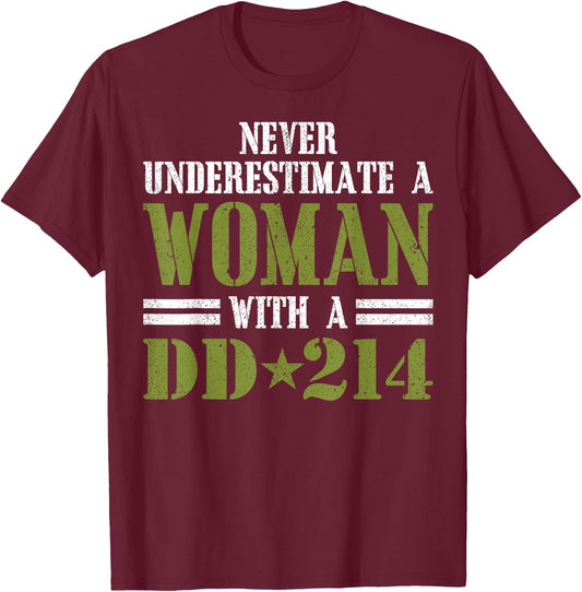 Women with DD-214 Female Veterans Day Gift Shirt T-Shirt - T-Shirt | Maroon