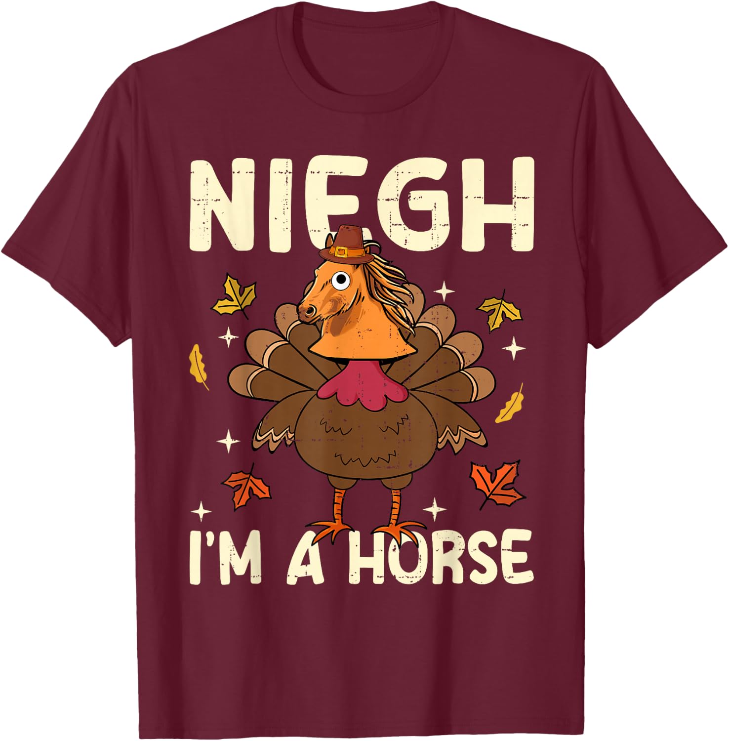 : -Adults, Kids; Black; Small; Short Sleeve; ; Thanksgiving Celebration; Modern Animal Print; Cotton Blend T-Shirt - T-Shirt | Maroon