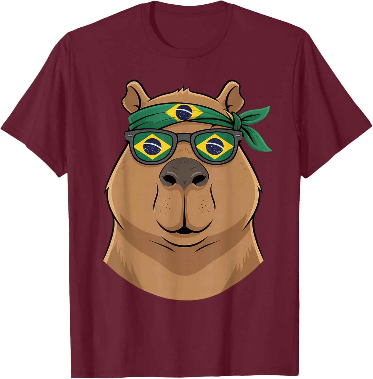Brazil Flag Capybara Brazilian Roots Brasilian Pride Brasil T-Shirt - T-Shirt | Maroon