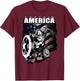 Marvel 4th of July Captain America Distressed Flag Poster Small T-Shirt - T-Shirt | Maroon