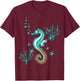 Turquoise Seahorse Ocean Design T-Shirt - T-Shirt | Maroon