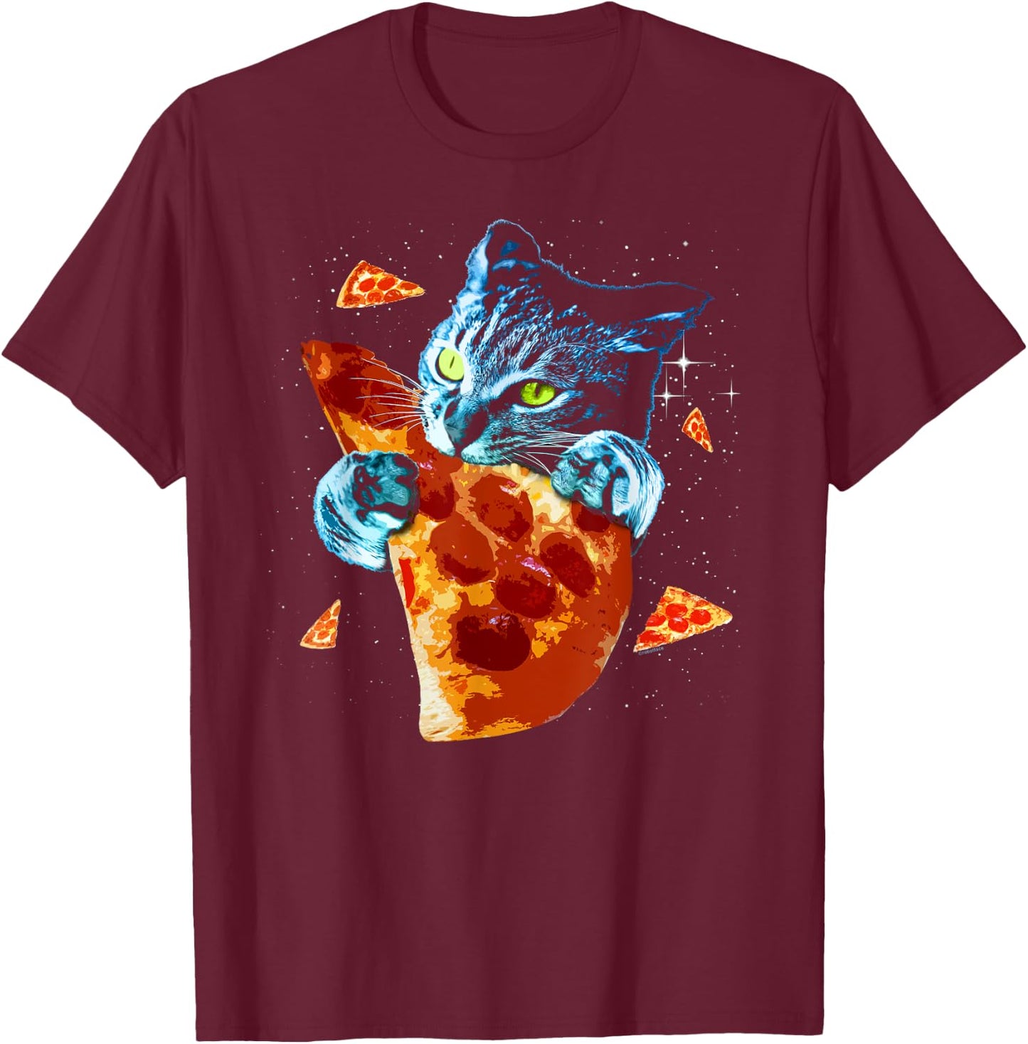 Pizza Cat in Space T-Shirt - T-Shirt | Maroon