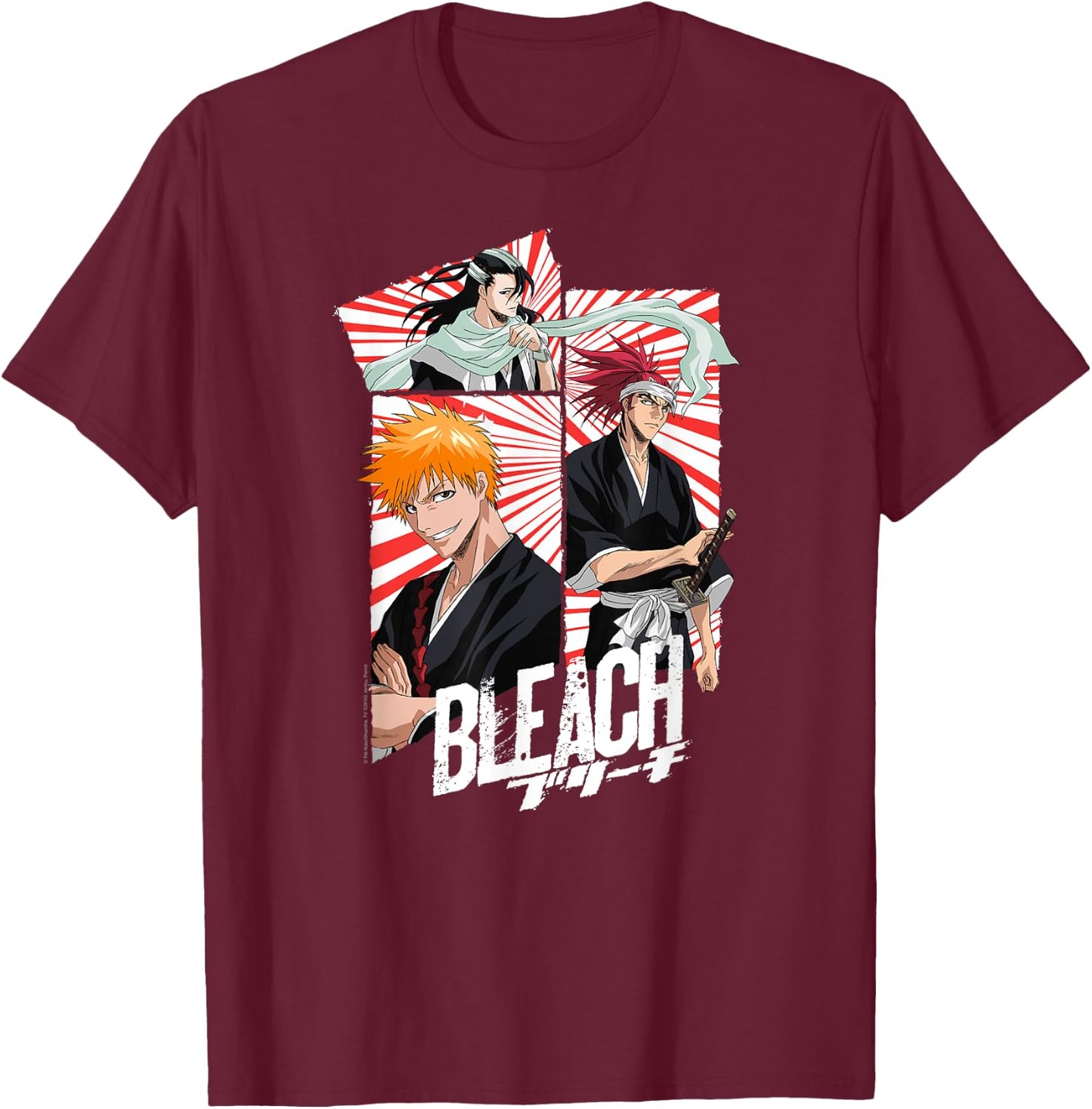 Bleach 3 Panel Mask and Scarf Anime T-Shirt - T-Shirt | Maroon