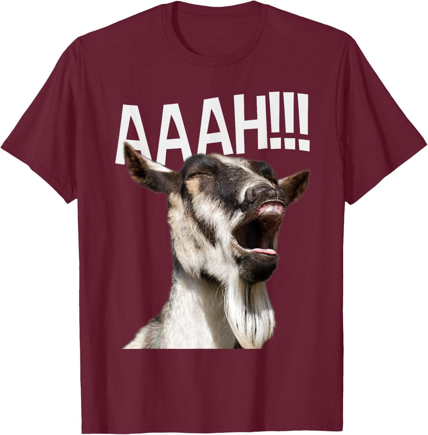 Halloween Screaming Goat AAAH!!! - Funny Crazy Goat T-Shirt - T-Shirt | Maroon