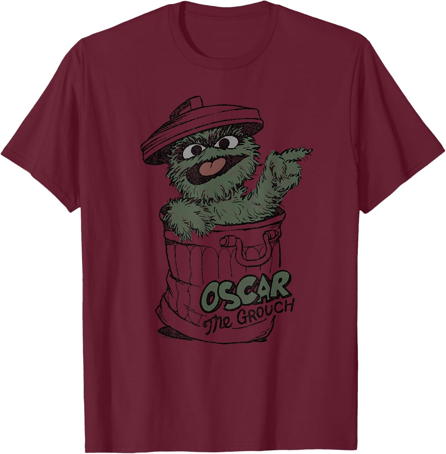 Sesame Street Oscar Early Grouch T-Shirt - T-Shirt | Maroon