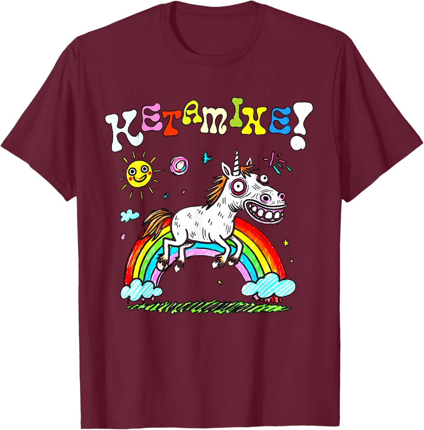 Against Humanity Adult Ketamine Horse Funny Black Small T-Shirt - T-Shirt | Maroon