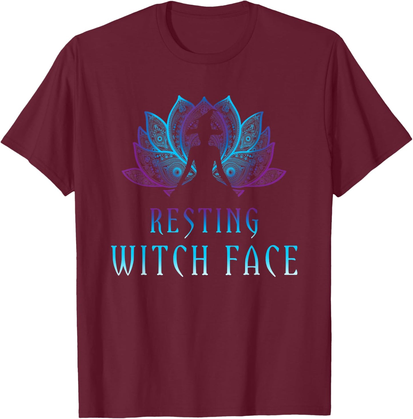Resting Witch Face Lotus Funny Halloween Yoga Witch Costume T-Shirt - T-Shirt | Maroon