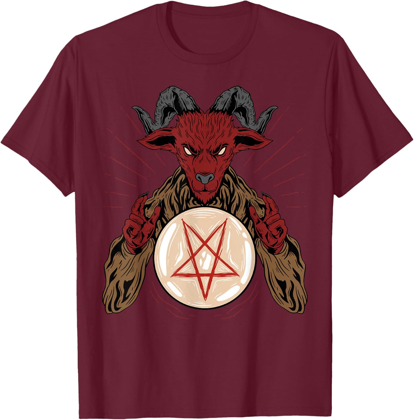 Lucifer Sigil Pentagram Occult Satanic Baphomet T-Shirt - T-Shirt | Maroon