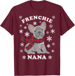 Frenchie Nana Gift French Bulldog Family Matching Christmas Men Women Kids T-Shirt - T-Shirt | Maroon