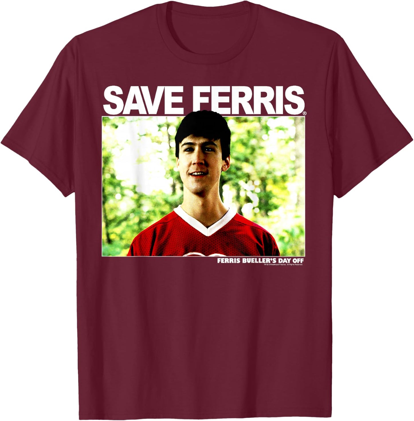 Ferris Bueller's Day Off , Men's, -Adults, Short Sleeve, Black, Small, Classic Fit, Movie Quote T-Shirt - T-Shirt | Maroon