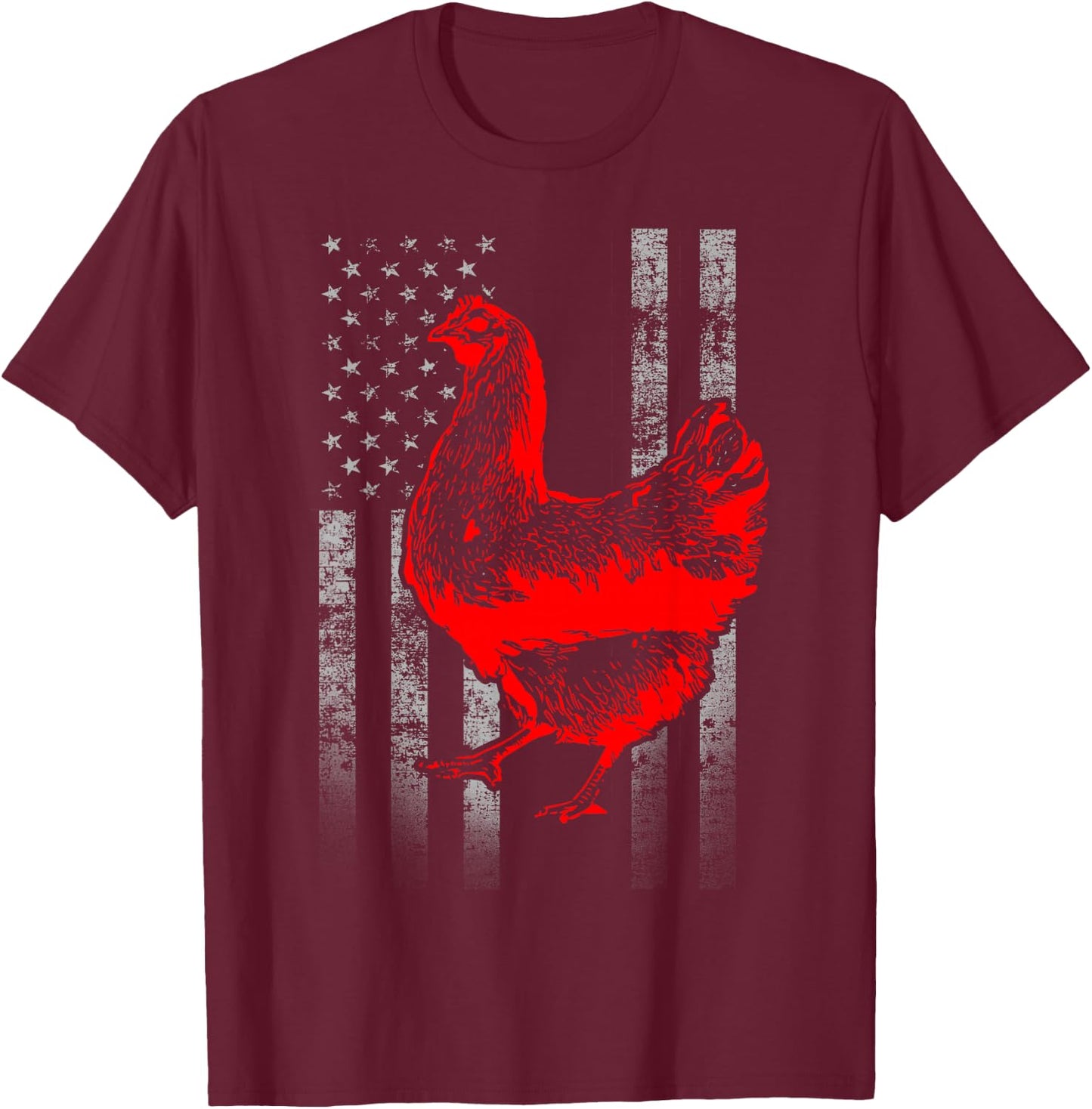 Chicken Farmer Shirt - Cool Chicken Flag T-Shirt - T-Shirt | Maroon