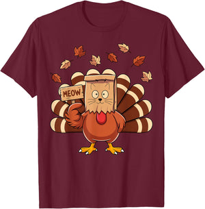 Thanksgiving Turkey Moo Gobble Funny Thanksgiving Women Men T-Shirt - T-Shirt | Maroon