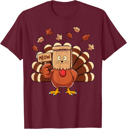 Thanksgiving Turkey Moo Gobble Funny Thanksgiving Women Men T-Shirt - T-Shirt | Maroon