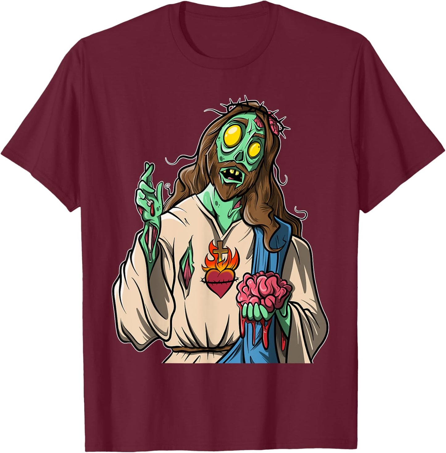 Zombie Jesus Halloween T-Shirt - T-Shirt | Maroon