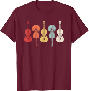 Vintage Retro 70s Orchestra Shirt For Cello Player T-Shirt - T-Shirt | Maroon