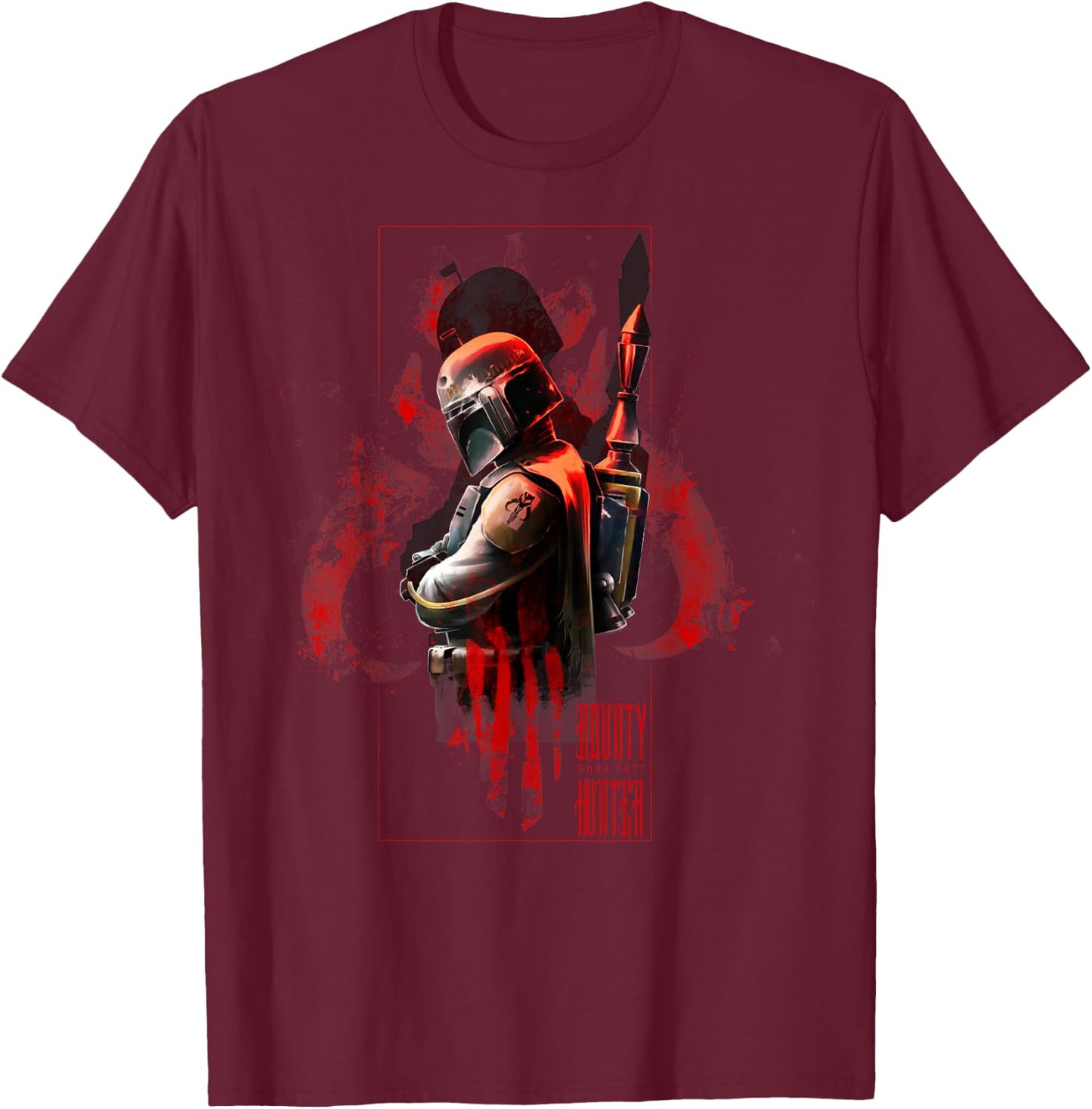 Star Wars Boba Fett Hunter Box Mandalorian Graphic T-Shirt - T-Shirt | Maroon