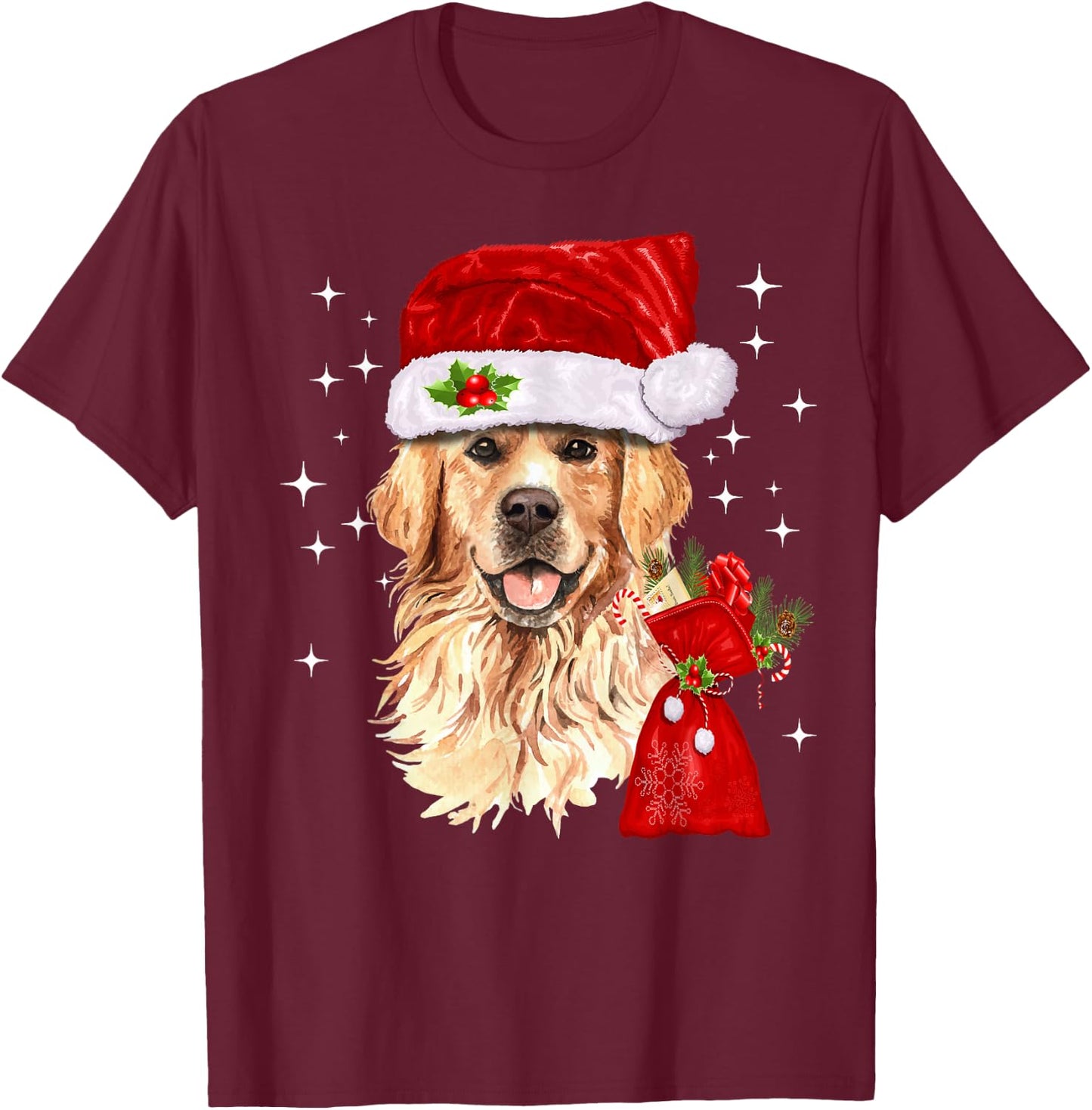 Golden Retriever Christmas Dog Lover T-Shirt - T-Shirt | Maroon