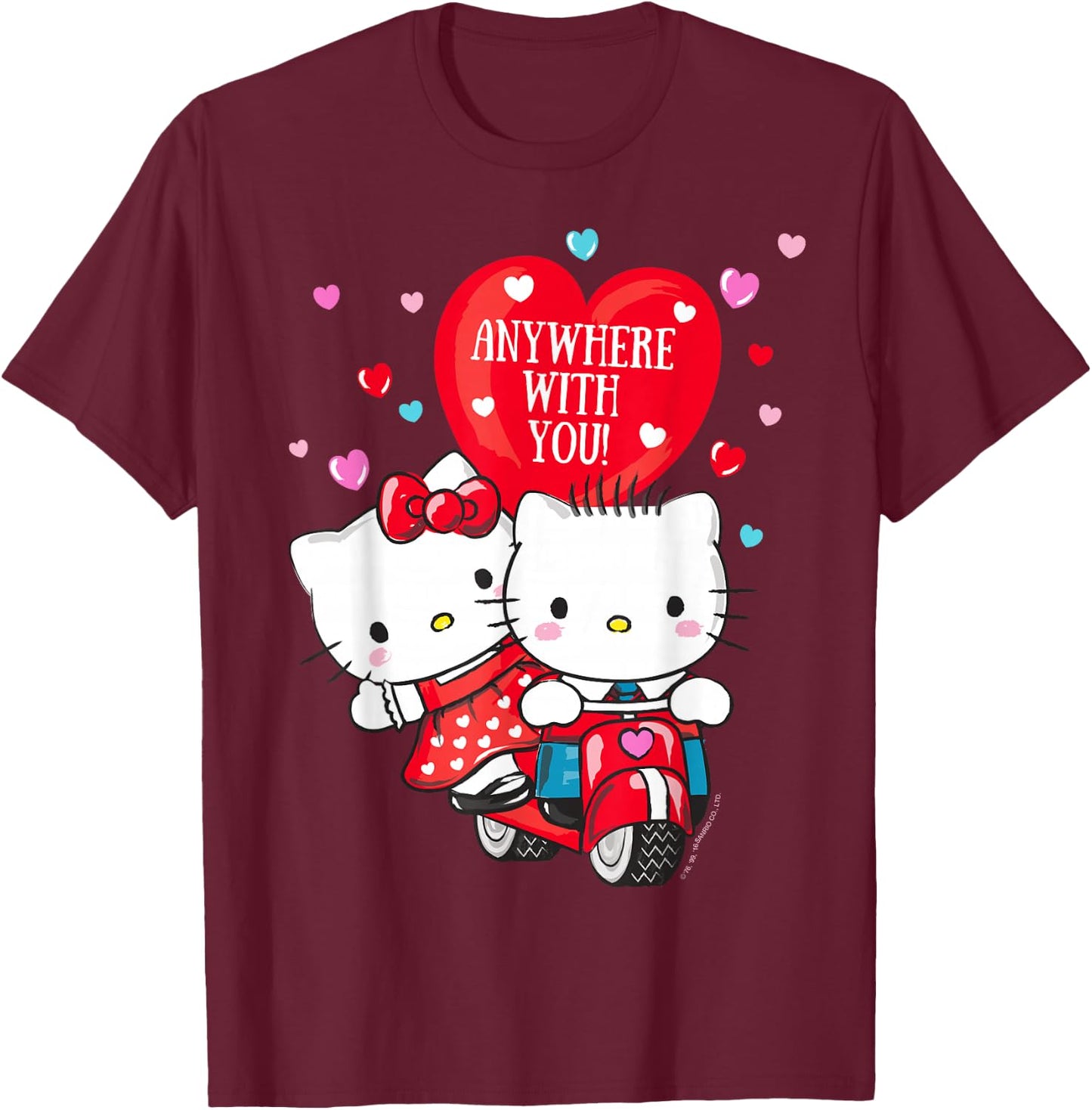 Hello Kitty and Dear Daniel Anywhere with You Valentine T-Shirt - T-Shirt | Maroon