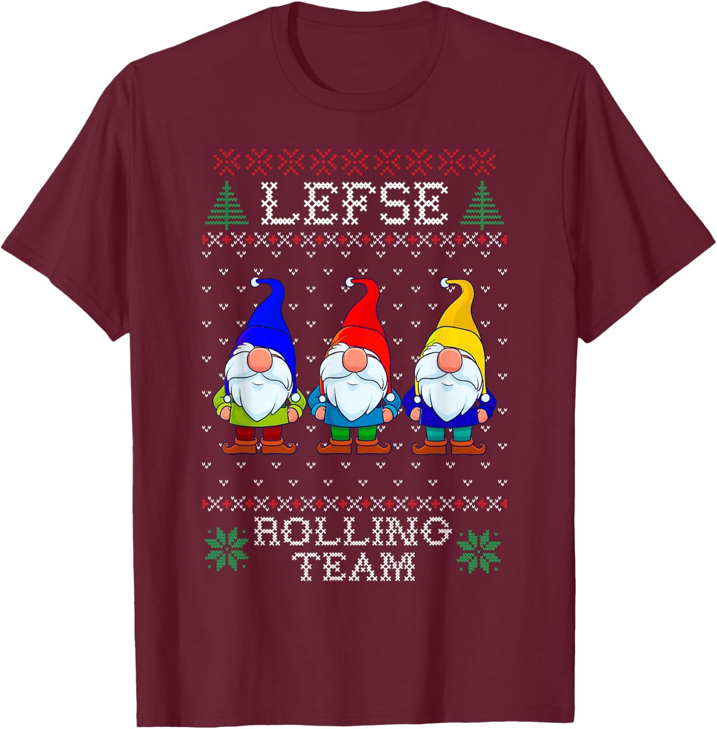 Lefse Rolling Team, Christmas Baking Tomte Gnome Xmas Women T-Shirt - T-Shirt | Maroon