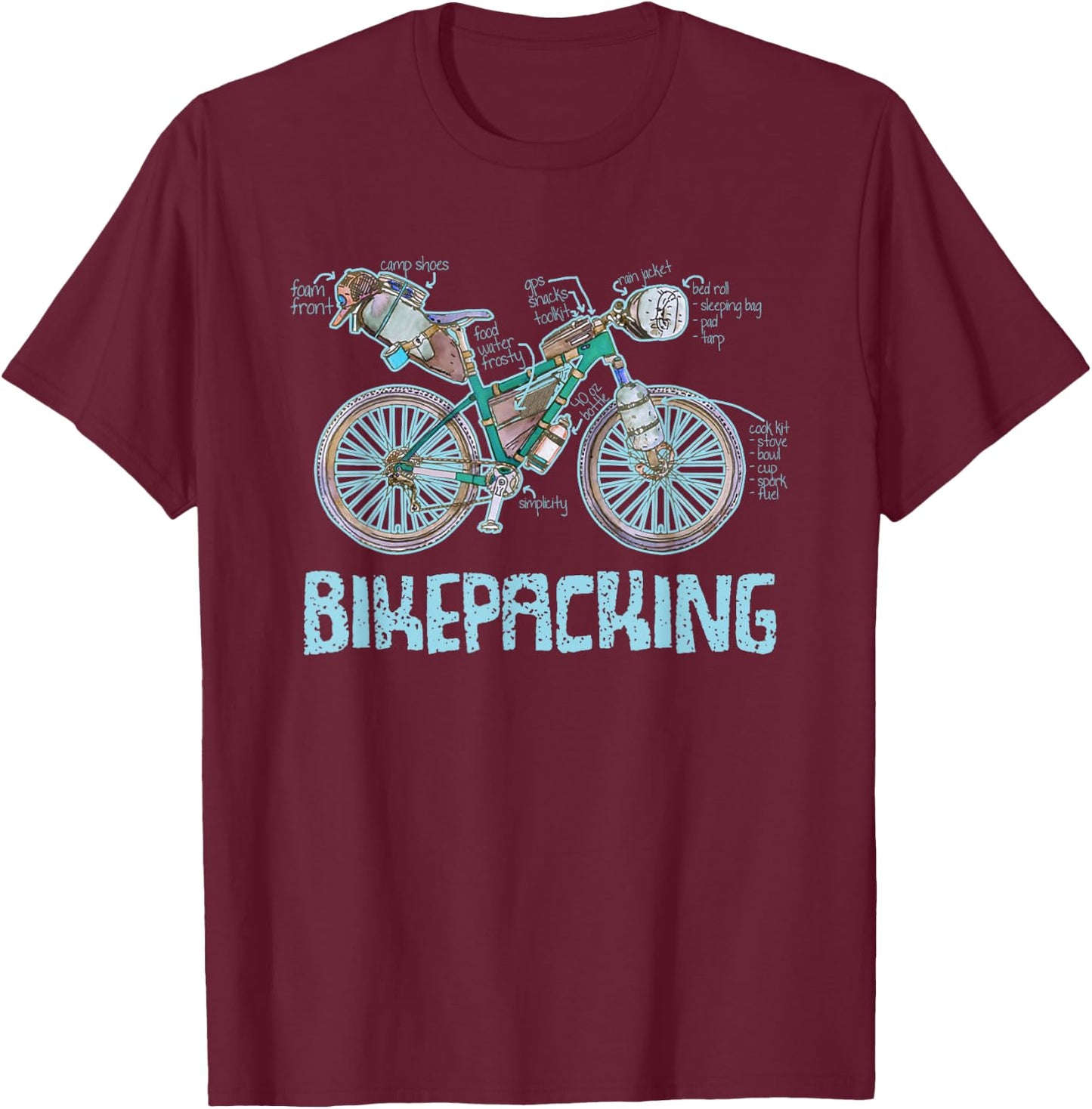 Bikepacking Gear Shirt T-Shirt - T-Shirt | Maroon