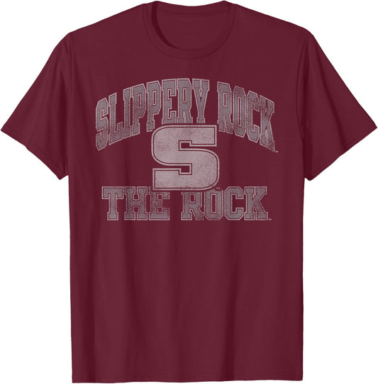 Slippery Rock The Rock Vintage Worn Green T-Shirt - T-Shirt | Maroon