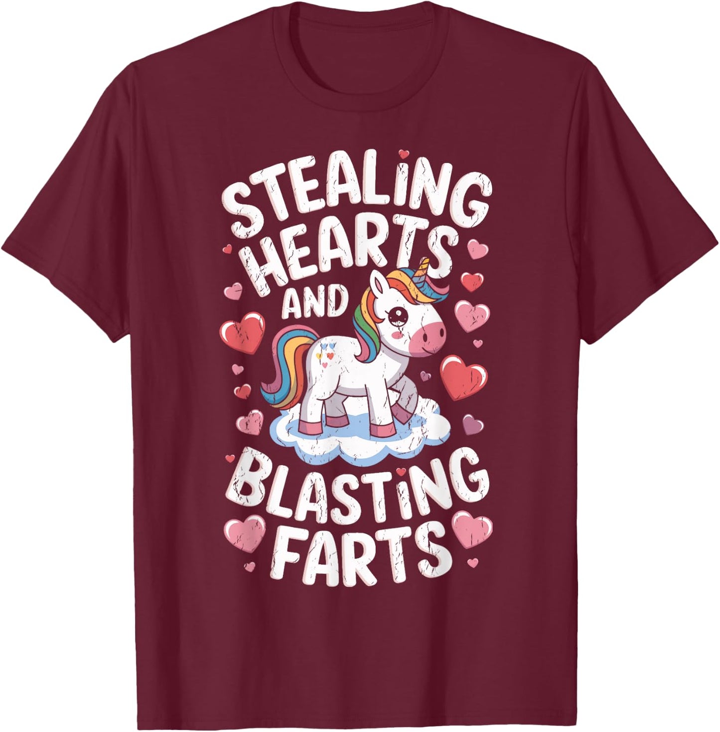 Breaking Hearts And Blasting Farts Funny Valentine T-Shirt - T-Shirt | Maroon