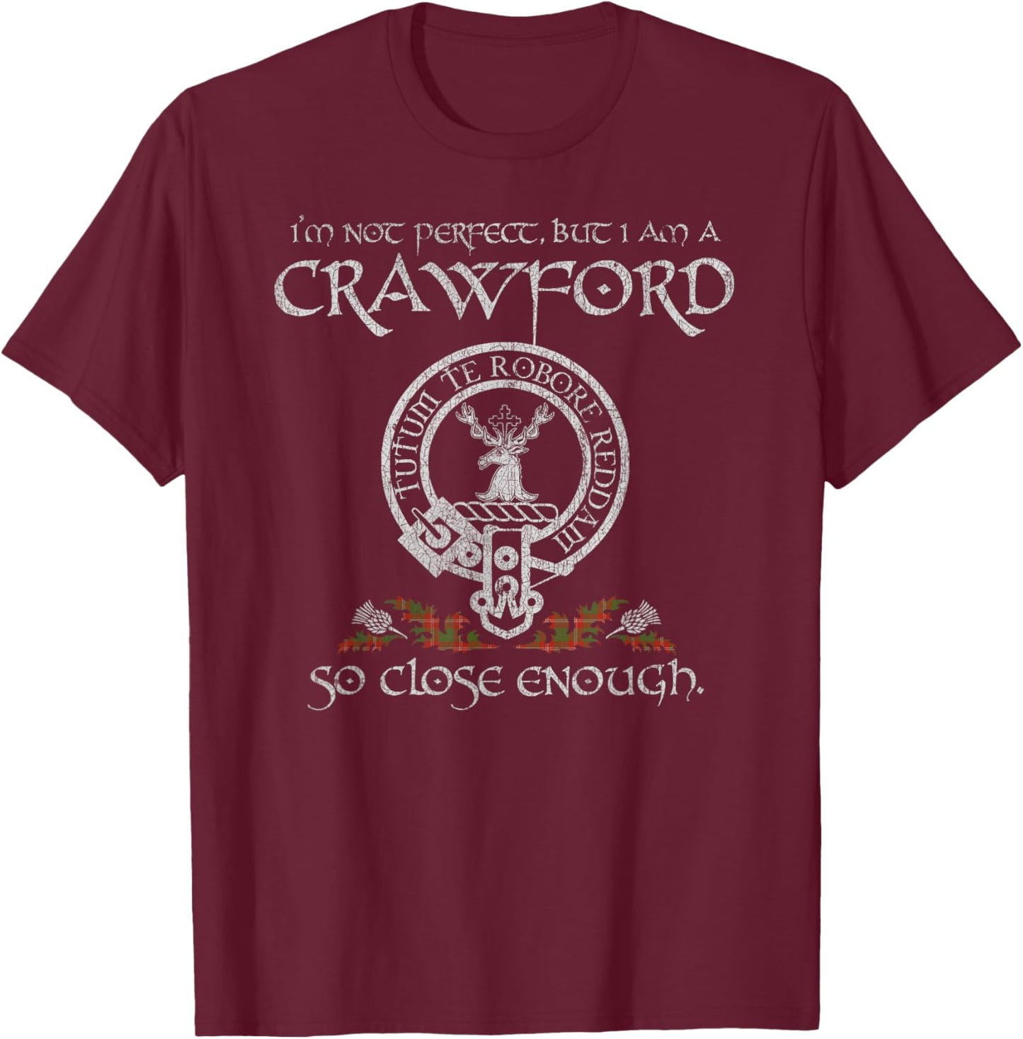 Crawford Clan Proud Heritage Scottish Last Name Vintage T-Shirt - T-Shirt | Maroon