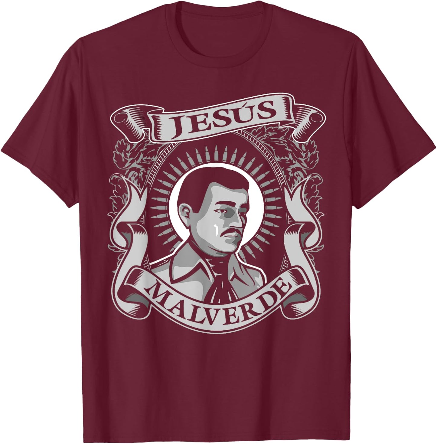 Jesus Malverde Mexican Hero Angel Of The Poor T-Shirt - T-Shirt | Maroon